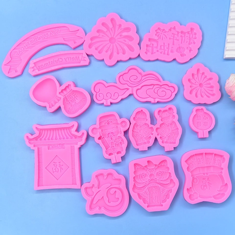 Siliconen Cake Vorm Chinees Nieuwjaar Leeuwendans God Van Rijkdom Gelukstas DIY Bakken Chocolade Fondant Tool Decoratie