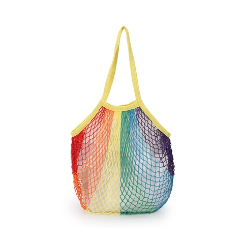 Mesh Tote Bag Women Cotton Woven Hollow Out Reusable Grocery Shopping Handbag Portable Beach Net Shoulder Bag Casual