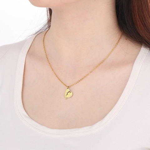 Mothers Day Necklace Stainless Steel 18K Gold Plated Heart Mother Child Silhouette Mama Mom Letter Rhinestone Jewelry