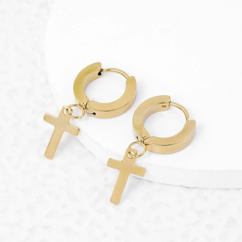 Pendientes de Aro Huggie Minimalistas de Acero Inoxidable Strass Corazón Estrella Cruz Triángulo Joyería de Moda para Unisex
