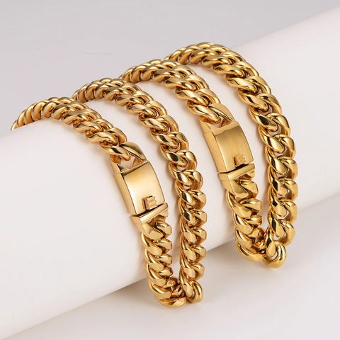 Collana A Catena Cubana Pesante Placcata Oro 18K Acciaio Inossidabile 304 Gioielli Hip Hop Punk Per Uomini