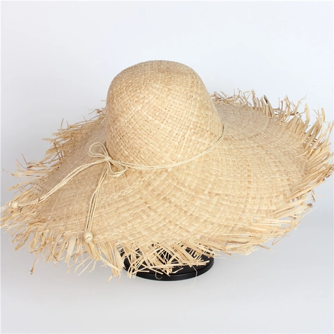 Γυναικείο Ψάθινο Καπέλο Raffia Με Φαρδύ Γείσο Ξέφτισμα Προστασία Από Τον Ήλιο Παραλία Διακοπές Χειροποίητο Καλοκαίρι
