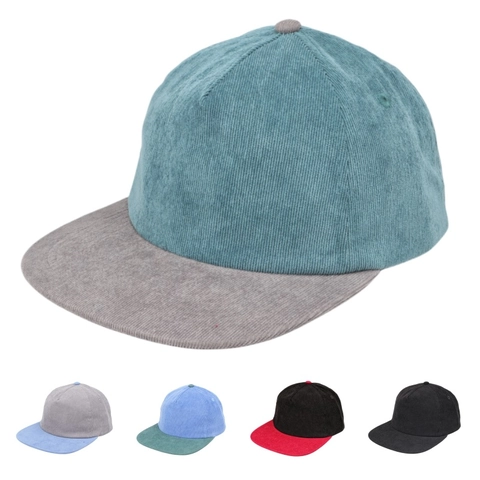 Gorra De Béisbol Retro De Pana De Ala Plana Bloque De Color Ajustable Para Hombres Mujeres