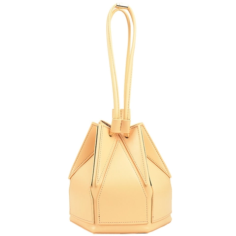 Geometric Origami Bucket Bag PU Leather Foldable Drawstring Crossbody Shoulder Handbag Minimalist Women