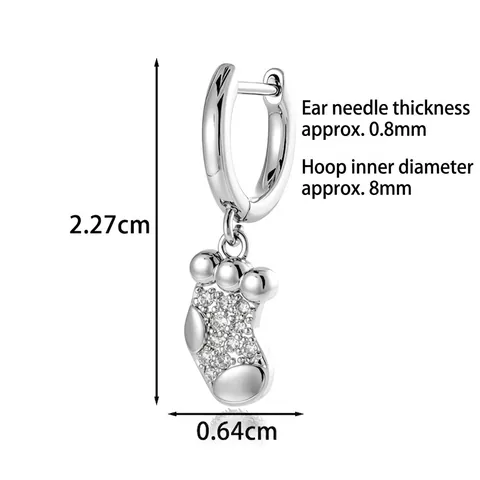 Christmas Stocking Pendant Hoop Earrings Copper Micro Pave Zircon Sparkly Holiday Jewelry For Women Men Minimalist Style