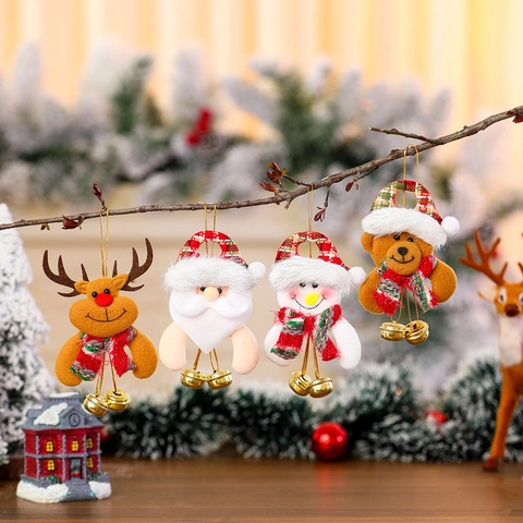 Decorazioni Natalizie Da Appendere Ciondoli In Peluche Con Campanelli Babbo Natale Pupazzo Di Neve Renna Orso