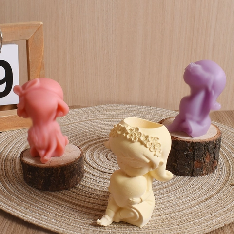 Girl Shaped Silicone Mold 3D Angel For Diy Handmade Aromatherapy Candle Holder Plaster Ornament Casting Crafting