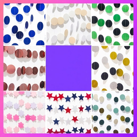 Papieren Slinger Ster Cirkel Hart Hangende Decoraties Glitter Spiegeloppervlak Verjaardag Bruiloft Feest Achtergrond Bunting