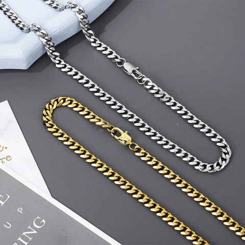 Cuban Link Necklace And Bracelet 316L Stainless Steel Hip Hop Fashion Jewelry For Men Women