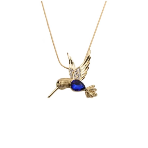 Collana Con Ciondolo A Forma Di Colibrì Placcata Oro Rame Cristallo Colorato Zirconia Forma Uccello Gioielli Per Donna