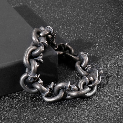 Herren Nagel Gliederkette Armband 316L Edelstahl Distressed Retro Industrial Punk Street Style Hip Hop Schmuck