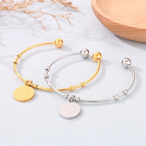 Bracciale Rigido Aperto In Acciaio Inossidabile Con Medaglia Di San Benedetto Pendente Moneta Religiosa Gioielli Vintage