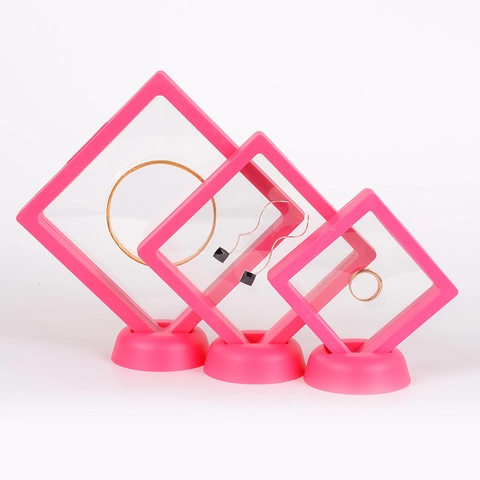 3D Floating Jewelry Display Case Suspension Frame Holder Transparent PE Membrane Dustproof For Coin Specimen Showcase