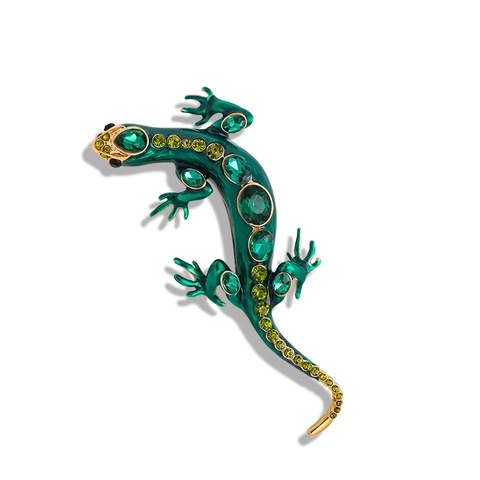 Vintage Alloy Rhinestone Lizard Brooch For Women Men Animal Gecko Pins Fashion Enamel Jewelry Brooch For Banquet Party Decor