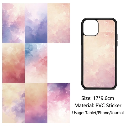 Watercolor Gradient Phone Backing Cards Scrapbook Background Paper Stickers For Journaling DIY Decorative PVC Art Stickers