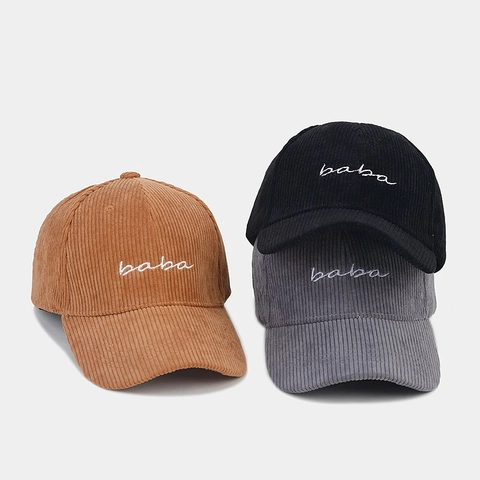 Gorra De Béisbol De Pana Con Bordado Baba Visera Curva Ajustable Sombrero Casual De Protección Solar