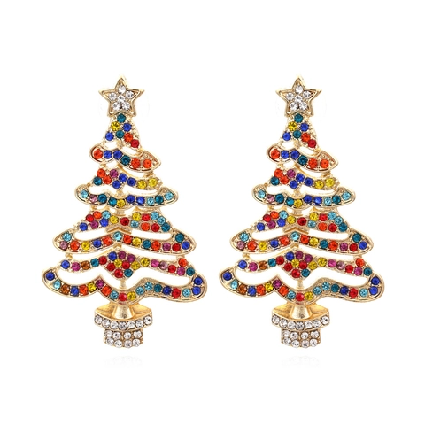 Orecchini Pendenti Albero Di Natale Lega Strass Multicolore Perla Artificial Sintetica Intagliati Gioielli Da Festa Per Donne