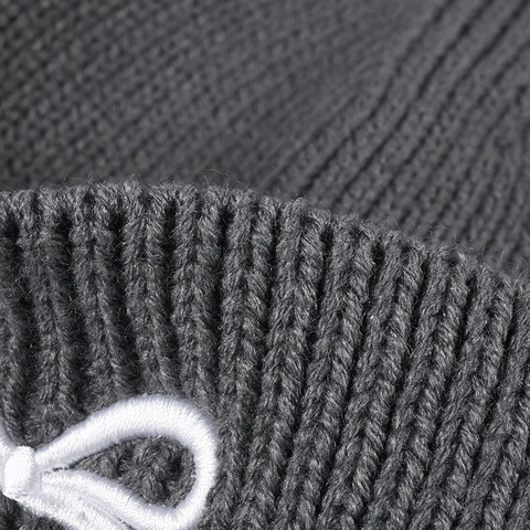 Damen Beanie Strickmütze Mit Schleife Bestickt Acryl Rippenstrick Dick Warm Winter Outdoor