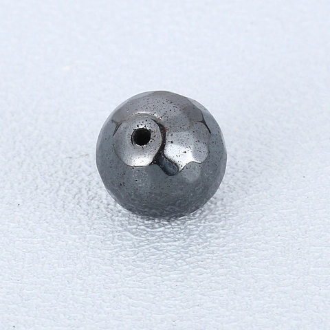 Perle In Pietra Di Ematite Tonde Sfaccettate Grigio Scuro Lucentezza Metallica Perline Distanziatrici Sciolte Per Creazione Gioielli DIY