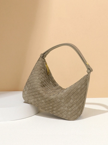 Geweven Hobo Tas Voor Dames Mat PU Leer Retro Oksel Schoudertas Met Rits Chique Crossbody Stijl Handtas