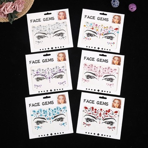 Face Gems Rhinestone Stickers Self Adhesive Acrylic Facial Jewels For Festival Party Rave Makeup Decorations Multi Color