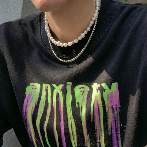 Layered Necklace With Imitation Artificial Pearl And Rhinestone Spliced Clavicle Chain Fashion Jewelry For Men And Women