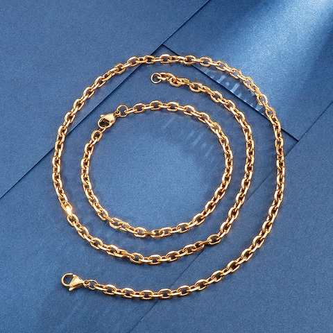 Collar Pulsera De Cadena Rolo Minimalista Para Hombre Joyería De Acero Inoxidable Pulido Hip Hop Personalidad