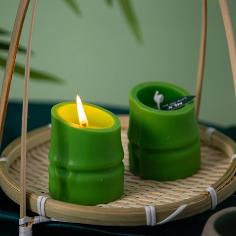Bamboo Shaped Scented Candle Green Rice Dumpling Aromatherapy Home Decor Soy Wax Blend Natural Style Fragrance Prop