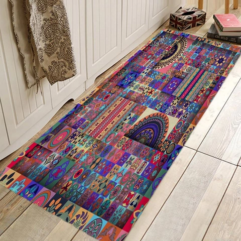 Bohemia Mandala Pattern Floor Mat Absorbent Anti-Slip Rug For Kitchen Bathroom Hallway Polyester Runner Decorative