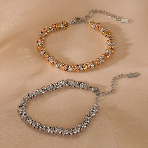 European Style Stainless Steel Twisted Chain Bracelet For Women Tricolor Titanium Steel Geometric Jewelry Hand Ornament