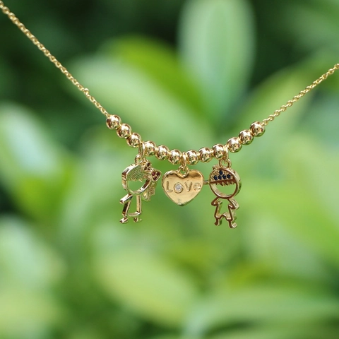 Collar Colgante Niño Niña Corazón Cobre Circón Micro Pavé Amor Grabado Joyería De Moda Para Parejas Familia Mujeres