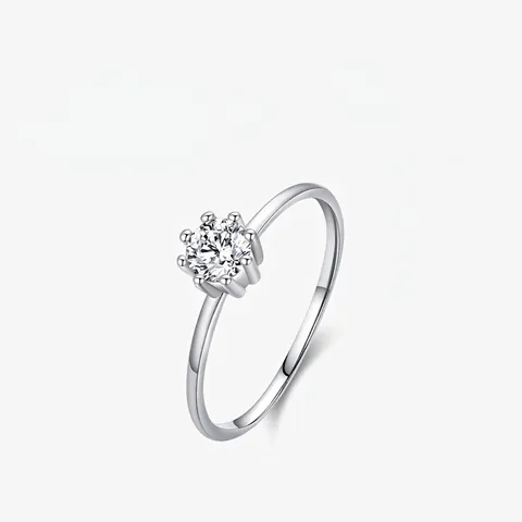 925 Sterling Silber Solitärring Krappenfassung Zirkonia Eleganter Geometrischer Funkelnder Schmuck Damen