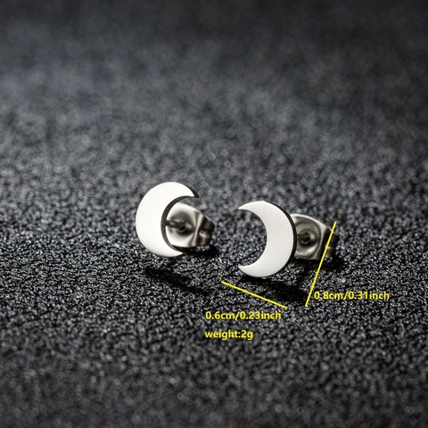 Minimalist Stainless Steel Crescent Moon Stud Earrings For Women Tiny Gold Silver Rose Gold Black Polished Jewelry Gift