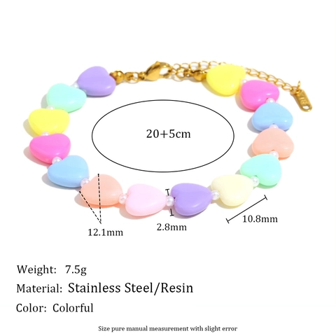 Bunte Herzperlen Halskette Armband Acryl Harz Dopamin Mode Schmuck Für Frauen Mädchen