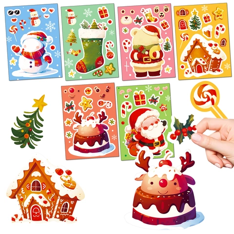 Adesivi Natalizi Cartoni Babbo Natale Pupazzo Di Neve Renna Casetta Pan Di Zenzero Decorazione Festa Regalo Bambini