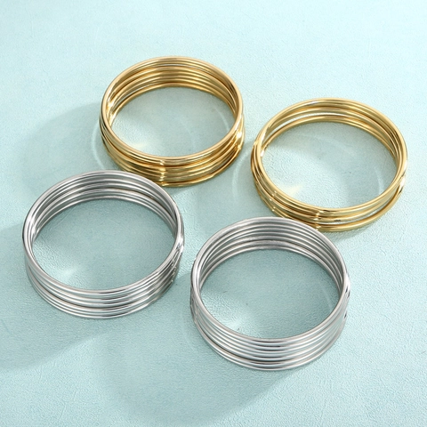 Minimalist Round Bangle Bracelet Stainless Steel Stackable Mirror Polished Fashion Jewelry For Women