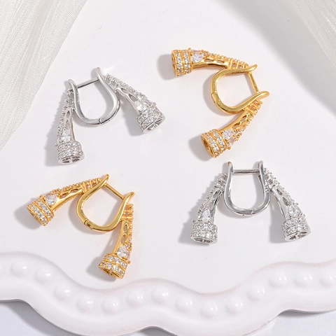 S925 Sterlingsilber Trompetenform Ohrringe Luxus Zirkonia Eingelegt Chinesischer Stil Eleganter Schmuck Für Damen