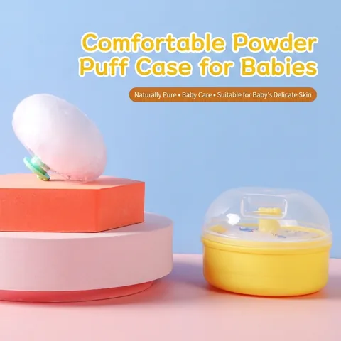 Boîte De Houppette Bébé Avec Poignée Portable Houppette Peluche Douce Boîte Rangement Couvercle Transparent Applicateur