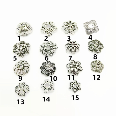 Blume Perlenkappen Spacer Perlen Legierung Tibetisches Silber Retro Hohl Floral Design Für DIY Schmuckherstellung Armband