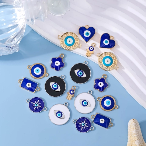 Ciondoli Occhio Di Allah Mano Di Fatima Lega Smalto Per Creazione Gioielli DIY Stile Turco Retro Forme Diverse Accessori