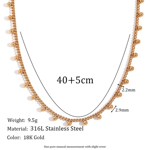 Collana Minimalista con Ciondolo a Perline in Acciaio Inossidabile Boemia Placcata Oro 18K Gioielli a Catena Raffinata per Donna Regalo Elegante
