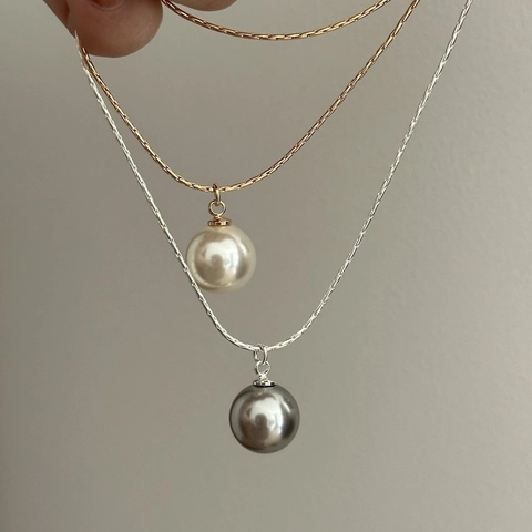 Minimalist Single Round Artificial Pearl Pendant Necklace For Women Elegant Snake Chain Artificial Crystal Jewelry Accessory