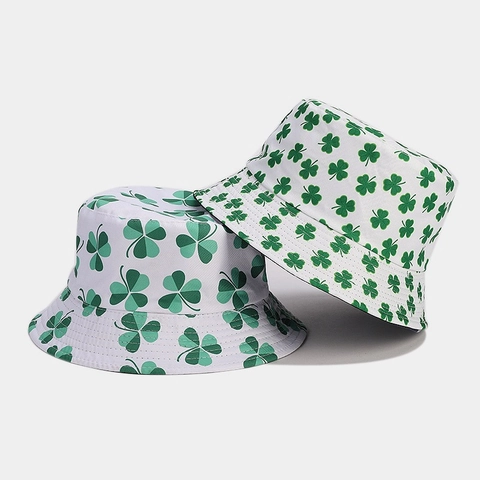 Omkeerbare Vissershoed Klaverdruk Zonbescherming St Patricks Day Outdoor Casual Mode Unisex Polyester