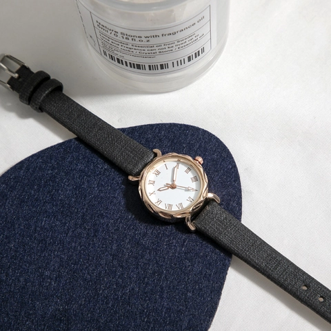 Orologio Al Quarzo Da Donna Cassa Oro Rosa Numeri Romani Display Analogico Cinturino In Pelle PU Elegante Casual Da Polso
