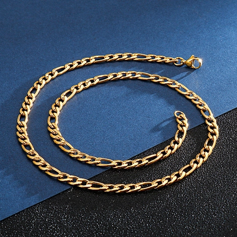 Herren Figaro Gliederkette Edelstahl Vergoldet Zweifarbig Hip Hop Punk Streetwear Schmuck Mode Accessoire Geschenk