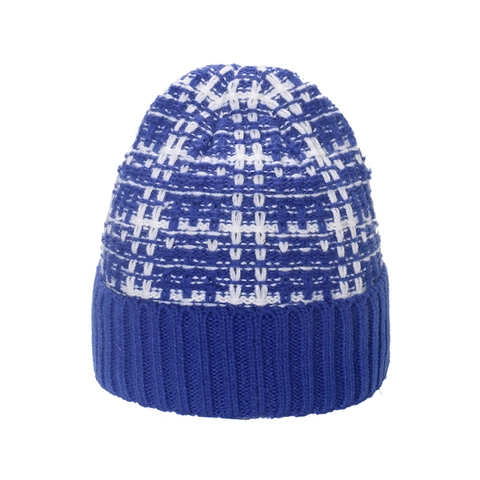 Winter Knit Beanie Hat Mixed Color Plaid Pattern Acrylic Warm Windproof Casual Cap For Unisex Adults