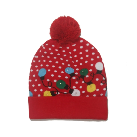 Gorro de Punto Con Luces LED de Navidad Jacquard Copo de Nieve Papá Noel Muñeco de Nieve Reno Invierno Gorro de Fiesta Cálido para Adultos