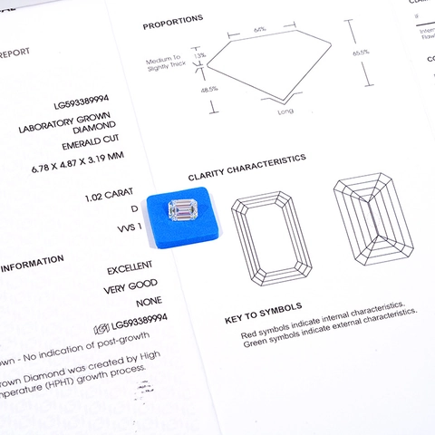 IGI Certified Lab Grown Diamond Emerald Cut D Color VVS Clarity Loose Synthetic Diamond Stone For Custom Jewelry Making