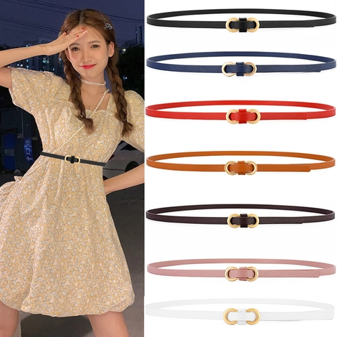 Fashion Skinny Faux Leather Belt For Women Elegant Minimalist Thin Belt Decoration For Dress Shirt Adjustable Smooth Buckle Belt