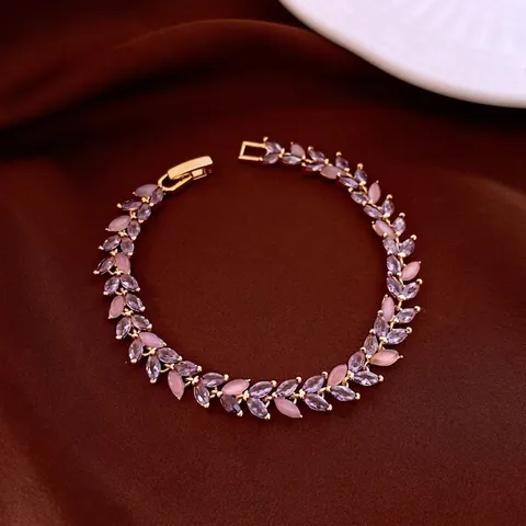 Marquise Cut Zircon Resin Leaf Wheat Ear Bracelet Light Luxury Fashion Jewelry For Women Copper